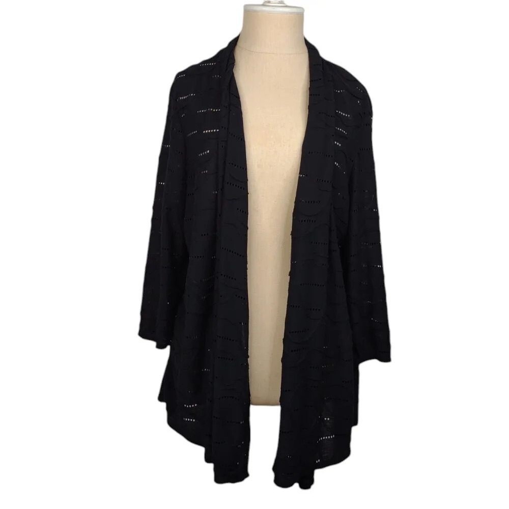 JM Collection Women's Black Loose Knit Open Cardigan XL